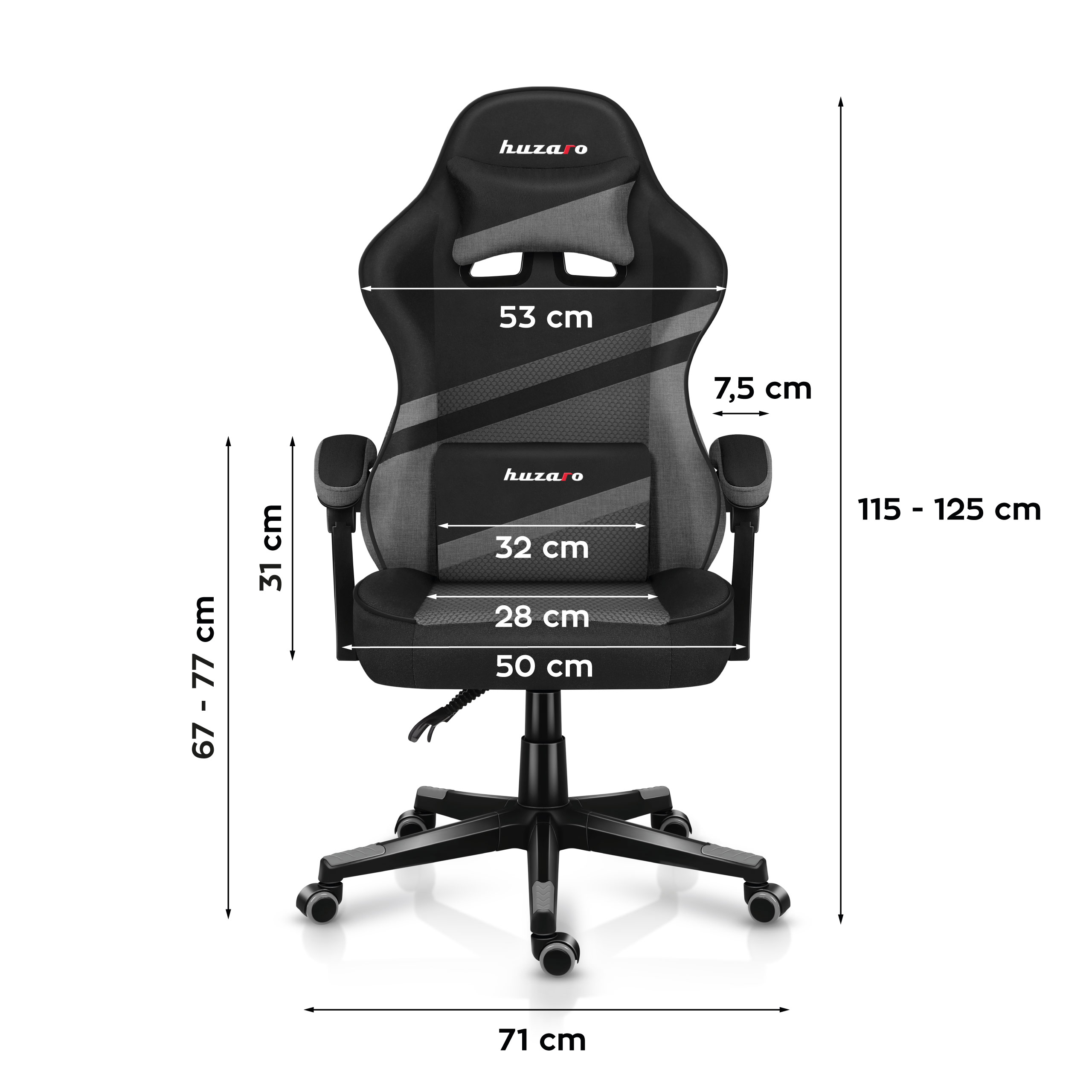 Wymiary fotela Huzaro Force 4.4 white mesh